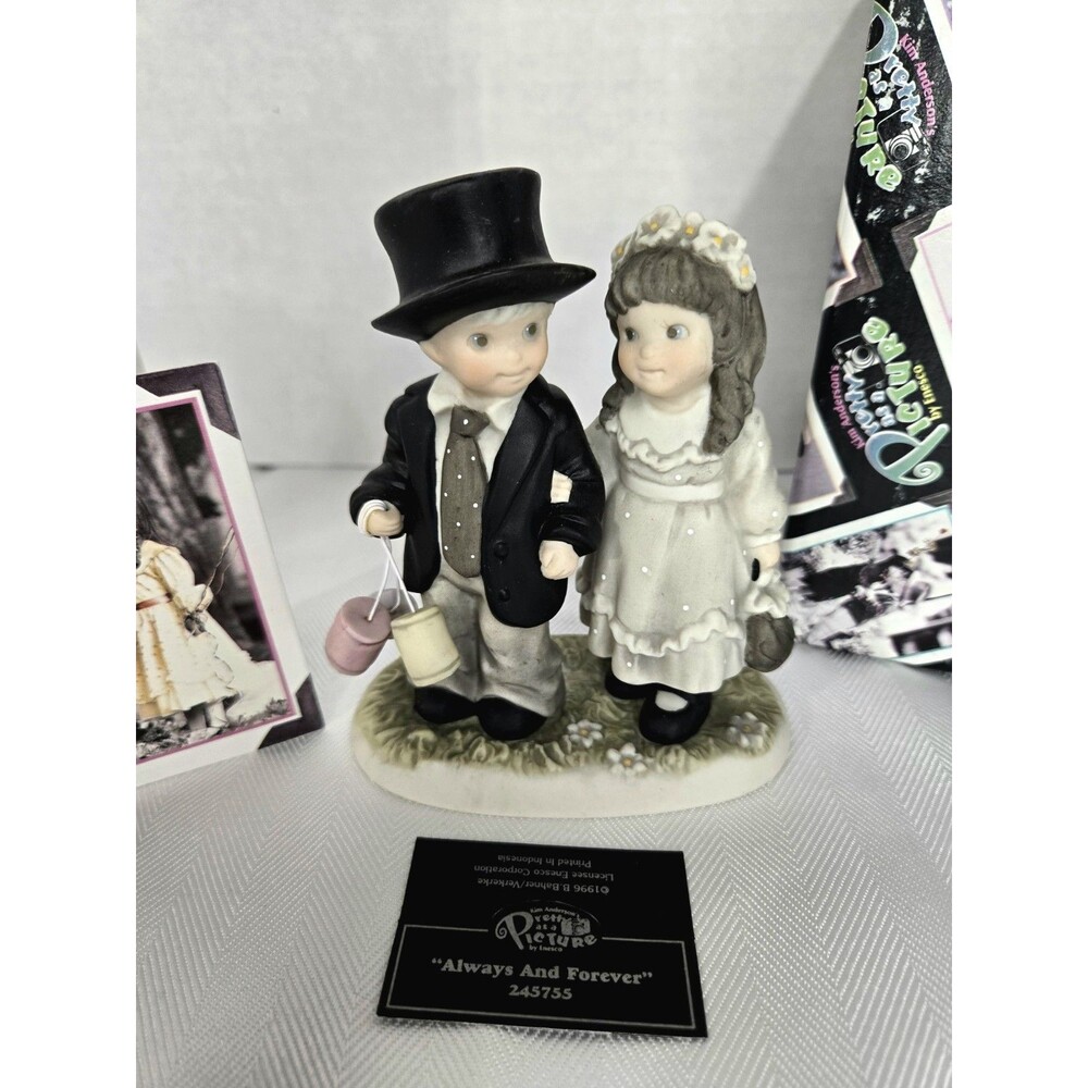 Vintage Always & Forever Enesco Kim Anderson Bride & Groom Kids Figurine